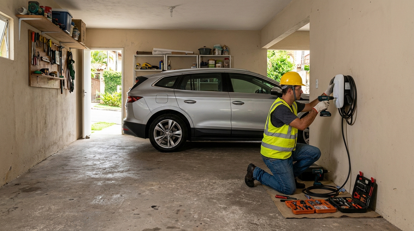 Instalacao de carregador de carro eletrico residencial em Campina Grande‑PB