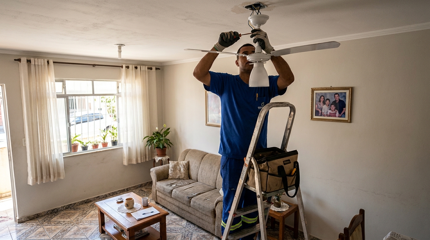 Instalacao de ventilador de teto residencial em Campina Grande‑PB