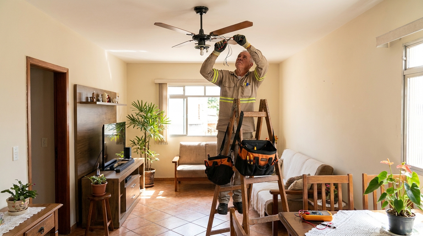 Montagem de ventilador de teto em Campina Grande‑PB